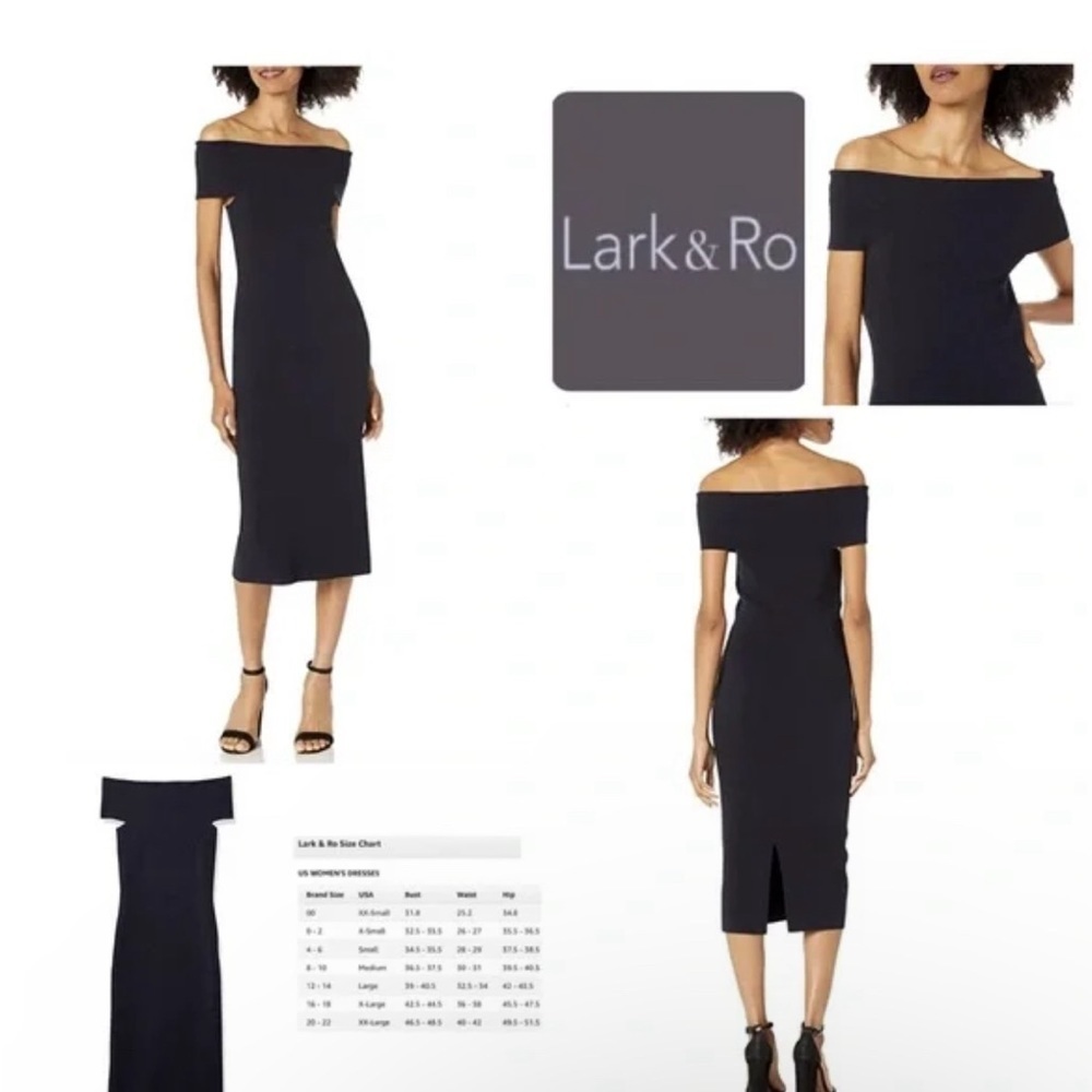 Lark & Ro Black Body-con off the shoulder dress Size L